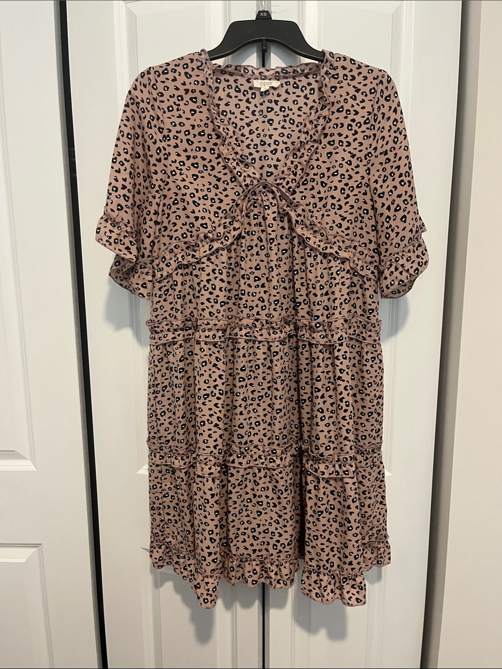 ODDY Pink Beige Leopard Print Mini Dress